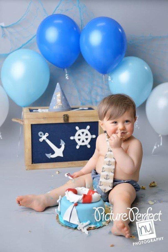 boys nautical Cake Smash Session Brooklyn NYC Photographer 