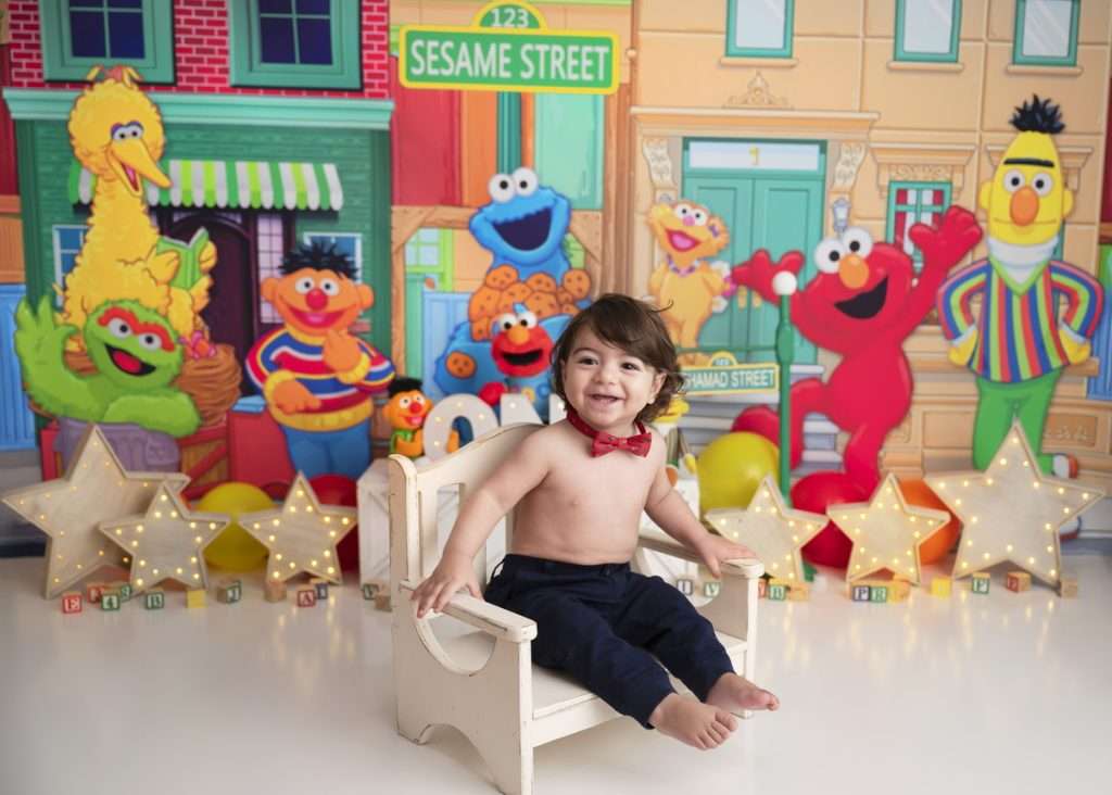 First Birthday Session Elmo Photography Session for Child, sesame street cake smash session, Staten Island cake smash photographer, baby birthday portraits Staten Island, Brooklyn cake smash photography
