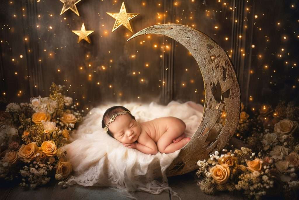 Laying on the moon newborn