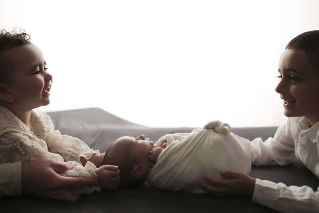 Newborn with Siblings all the children together