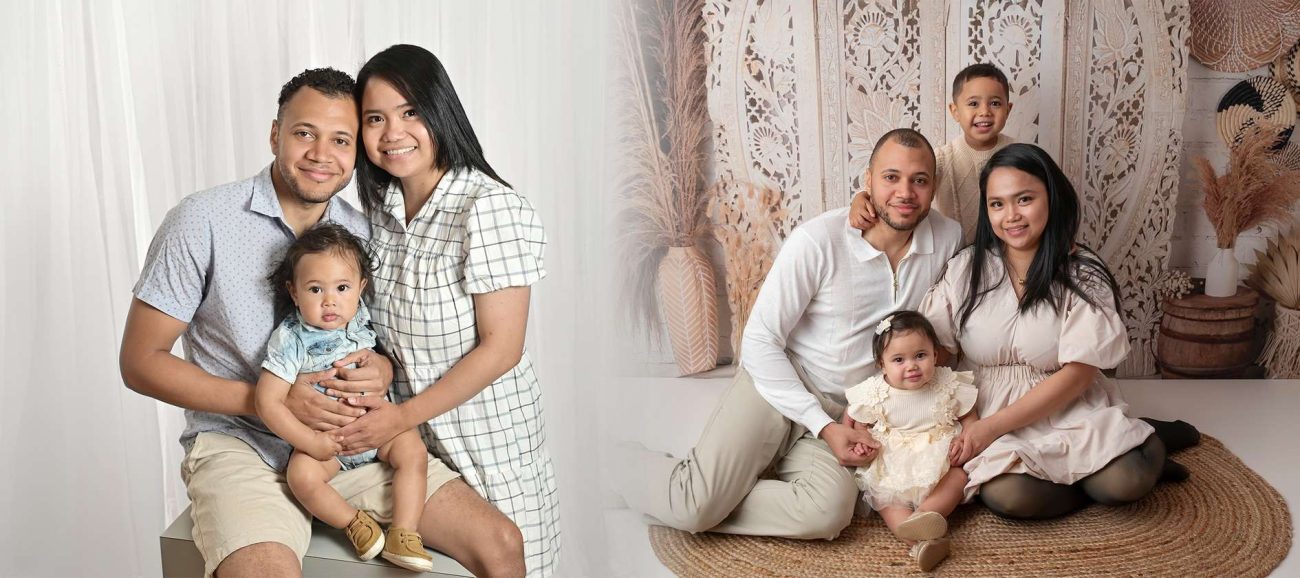Family picture with baby boy and now with both of the kids