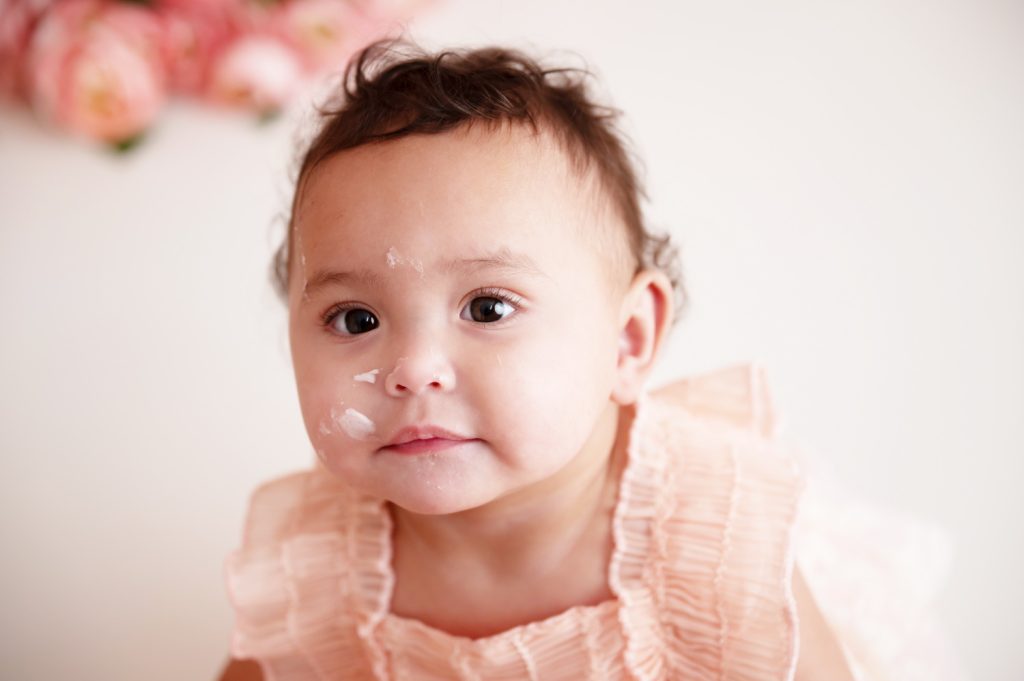 Princess Carriage cake smash session, NYC photography studio, baby's first birthday photos